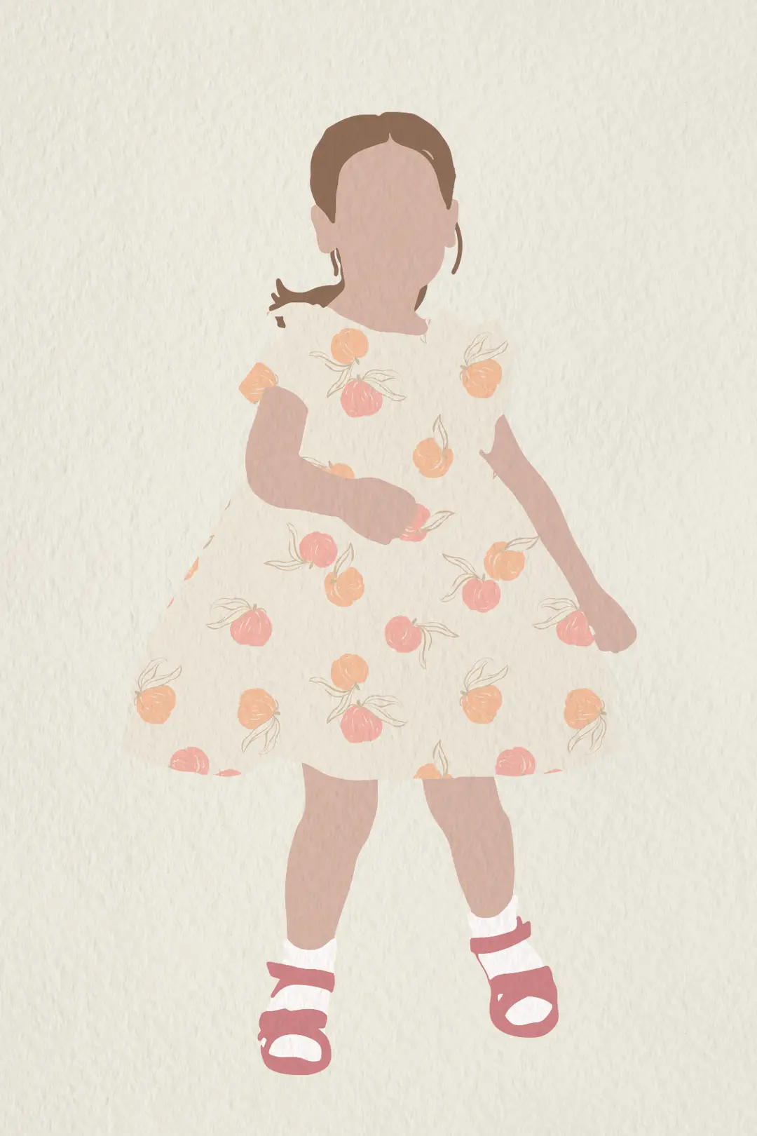 Pantone peach fuzz kids fashion illustration